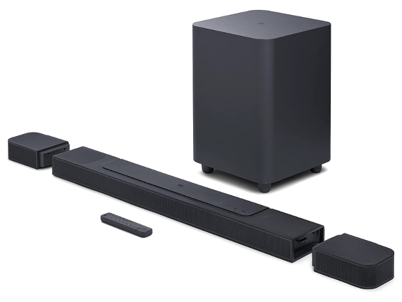 JBL Bar 1000 7.1.4 Channel Soundbar with Detachable Speakers, Dolby Atmos Surround, DTS:X + MultiBeam, PureVoice Tech, 880W Output, Built-In WiFi, Voice Assistant, 3D Sound - Black, JBLBAR1000PROBLKUK