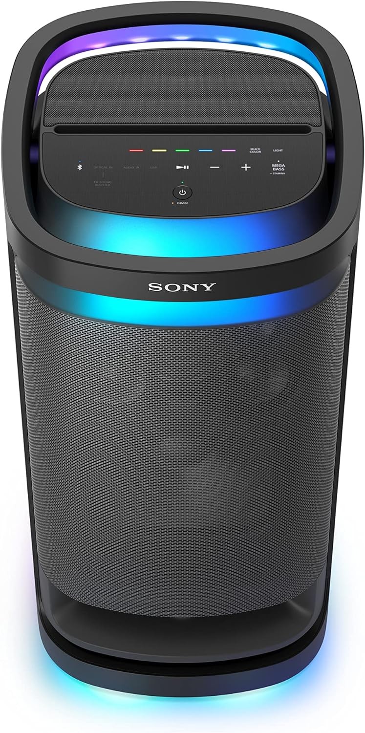 Sony SRS-XV900 X-Series Wireless Portable-Bluetooth-Karaoke Party-Speaker with 25 Hour-Battery Built-in Handle and Wheels Omnidirectional-Sound and Lights