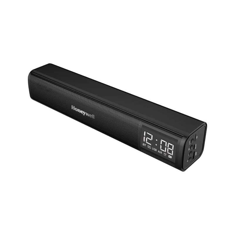 Honeywell Moxie V1000 10W Wireless Bluetooth V5.0 Soundbar, 5.0 stereo Sound, Deep Bass, 52mm*2 Drivers, 15Hrs Playtime, TWS, 1200mAh battery, Multiple Connectivity via SD Card, Audio jack & US