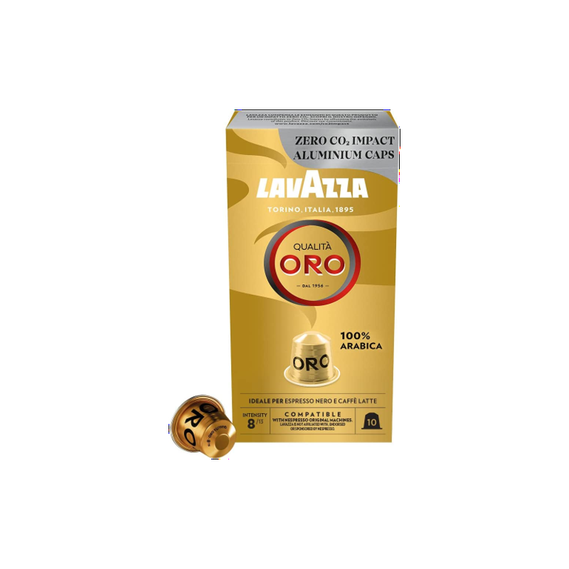 Lavazza Qualità Oro Coffee, 100% Arabica, Nespresso Original Compatible Aluminum capsules, Pack of 10 capsules