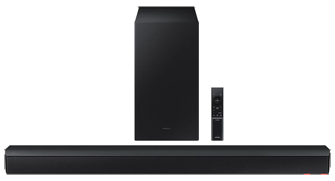 Samsung Soundbar Speaker 2022-2.1ch Surround Sound Audio With 3 Speakers Virtual DTS:X Wireless Subwoofer And Adaptive Sound Lite - HW-B450 - International Version